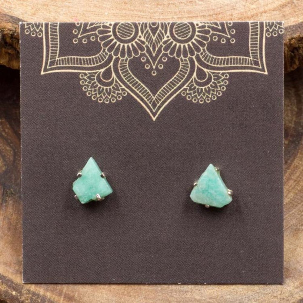 Amazonite and Sterling Silver Crystal Stud Earrings - Choose the pair you want